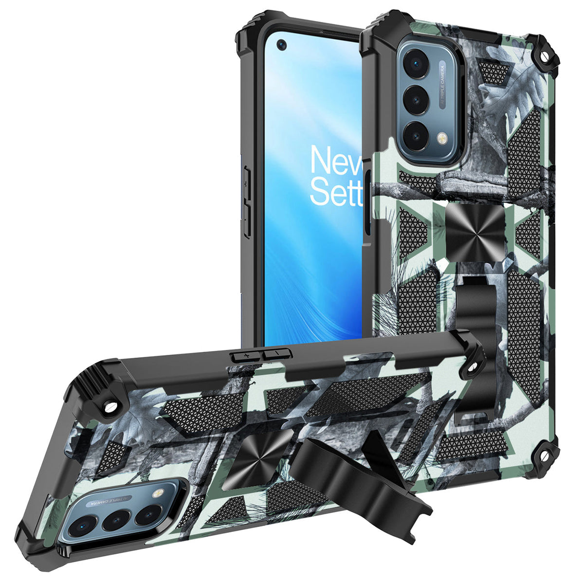 Built-in Kickstand TPU Case with Magnetic Mount for ONEPLUS NORD N200 5G in Tree leaf patterns - Premium & Reliable
