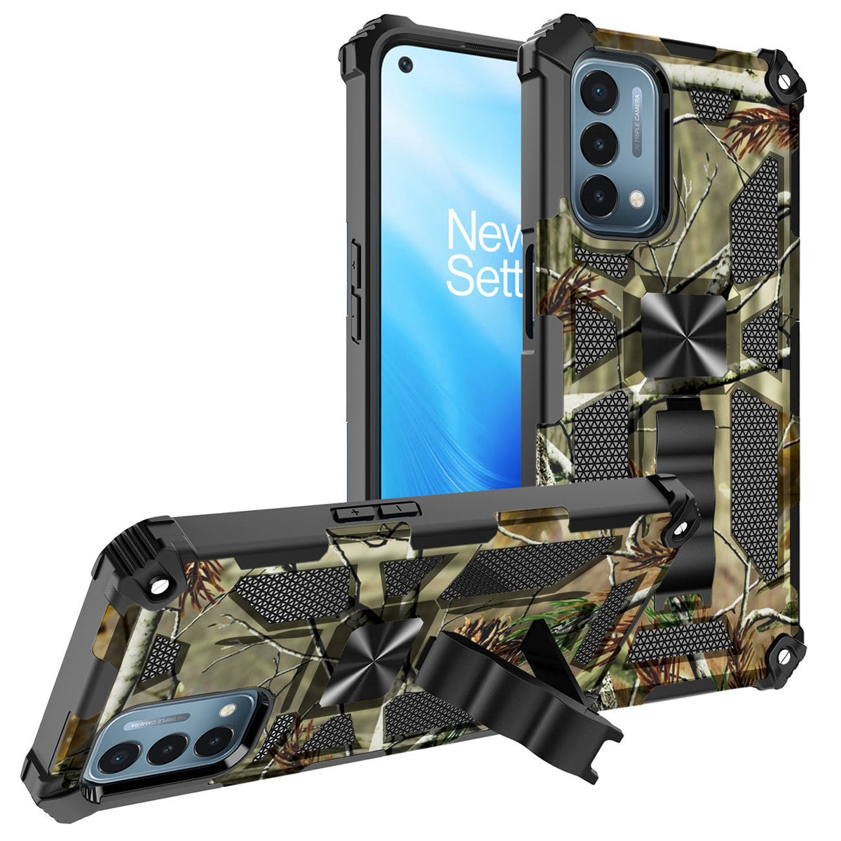 Built-in Kickstand TPU Case with Magnetic Mount for ONEPLUS NORD N200 5G in Tree leaf patterns - Ultra-Slim & Reliable