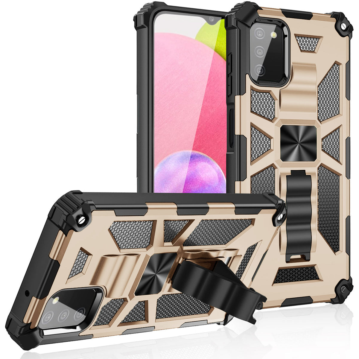 Built-in Kickstand TPU Case with Magnetic Mount for SAMSUNG GALAXY A02S in Rose Gold - Shockproof & Reliable