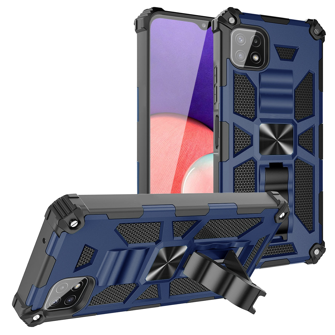 Built-in Kickstand TPU Case with Magnetic Mount for SAMSUNG GALAXY A22 5G in Blue - Heavy Duty & Reliable
