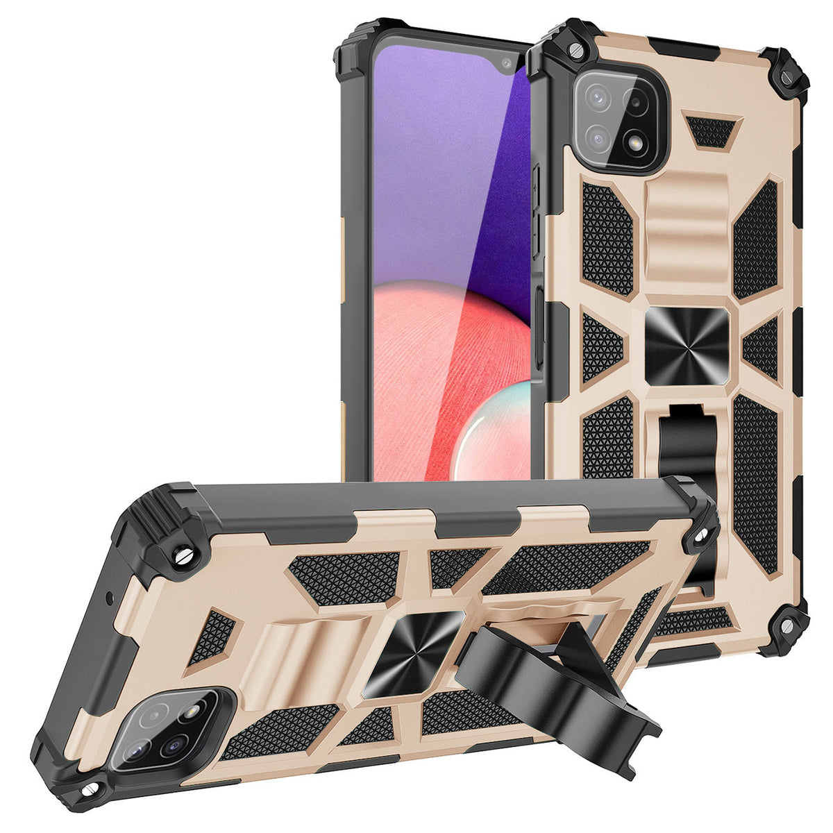 Built-in Kickstand TPU Case with Magnetic Mount for SAMSUNG GALAXY A22 5G in Gold - Premium & Reliable