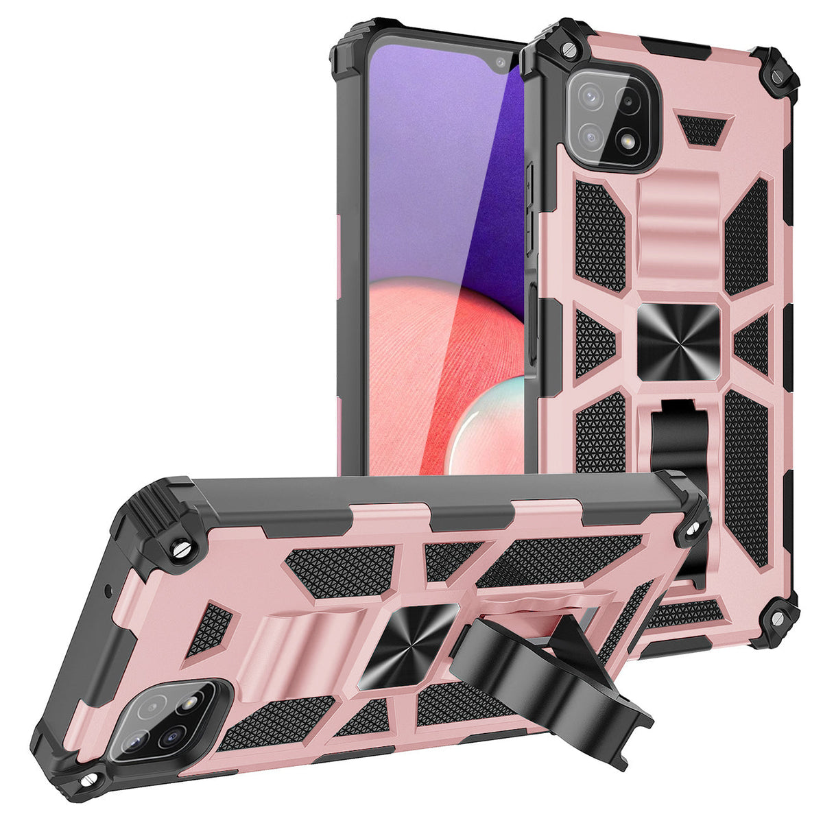 Built-in Kickstand TPU Case with Magnetic Mount for SAMSUNG GALAXY A22 5G in Rose Gold - Durable & Reliable