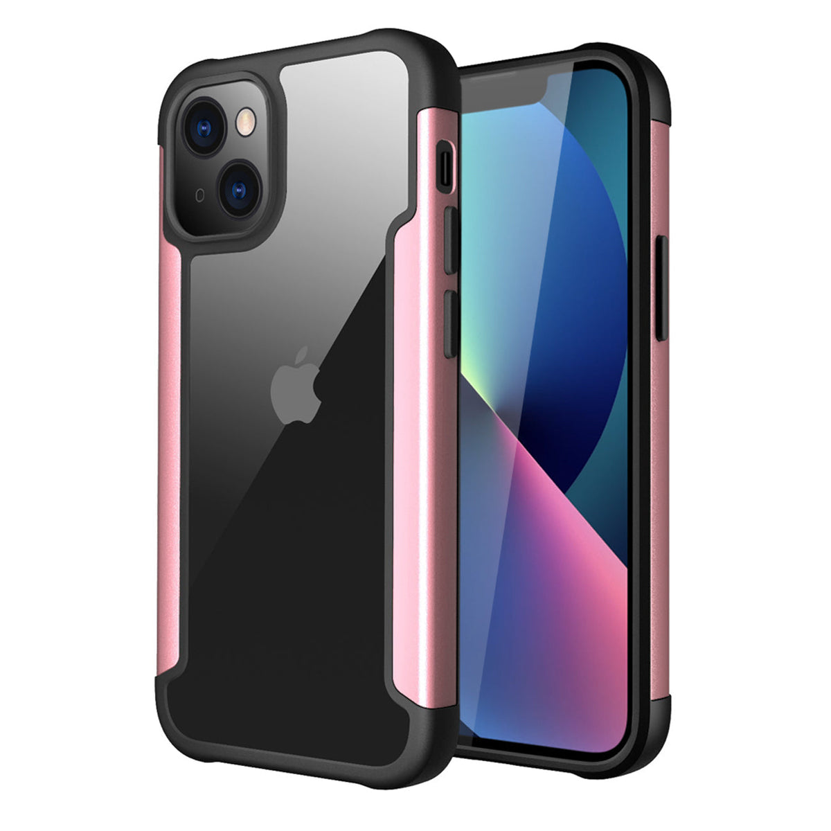 iPhone 13 Mini Compatible High Quality Clean PC,TPU and Metal Bumper Case For iPhone 13 Mini In Rose Gold - Premium Protection by