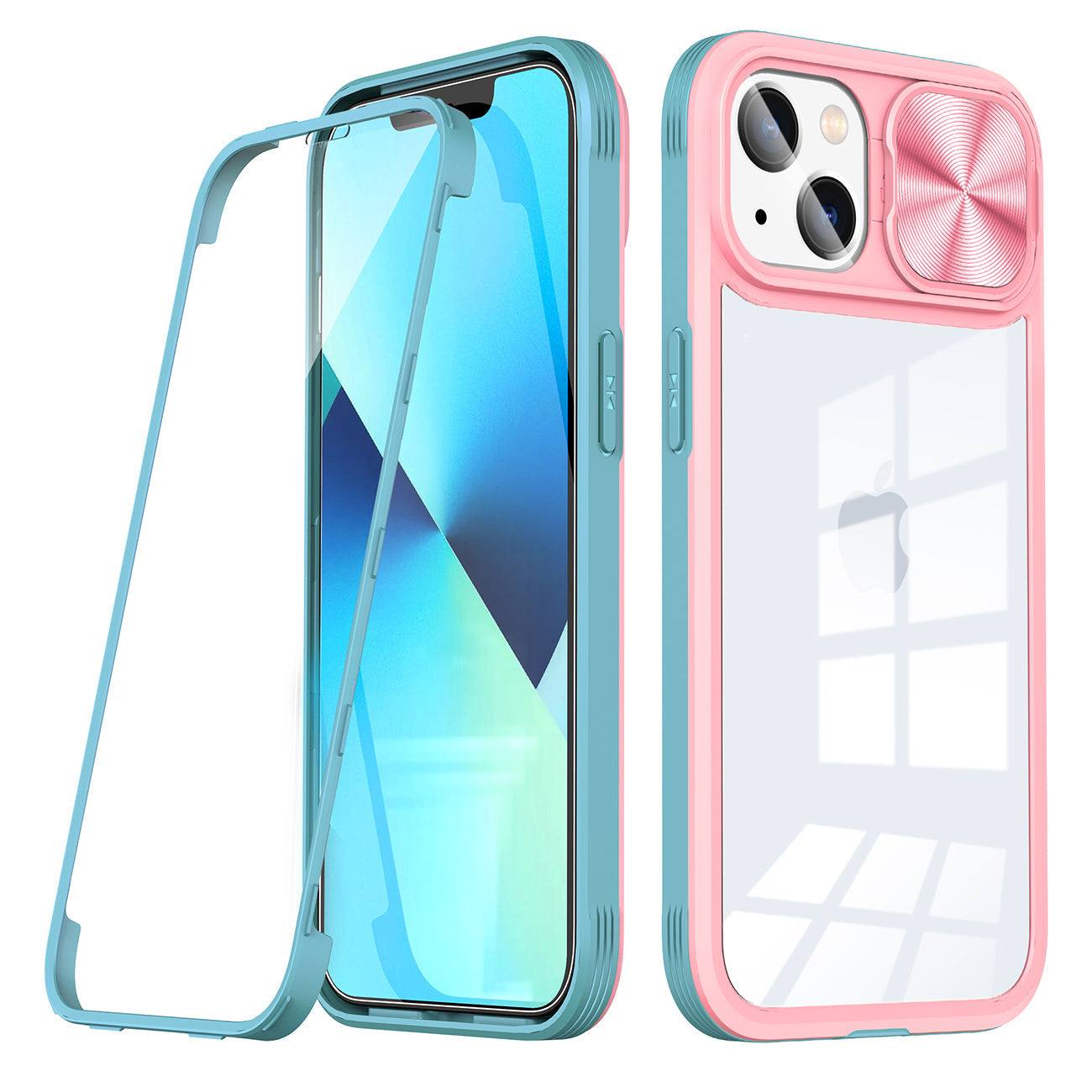 iPhone 14 Plus Compatible Full Protection With Mobile Phone Protective Film Slide Camera Lens Phone Case For iPhone 14 Plus In Pink - Durable Protection by