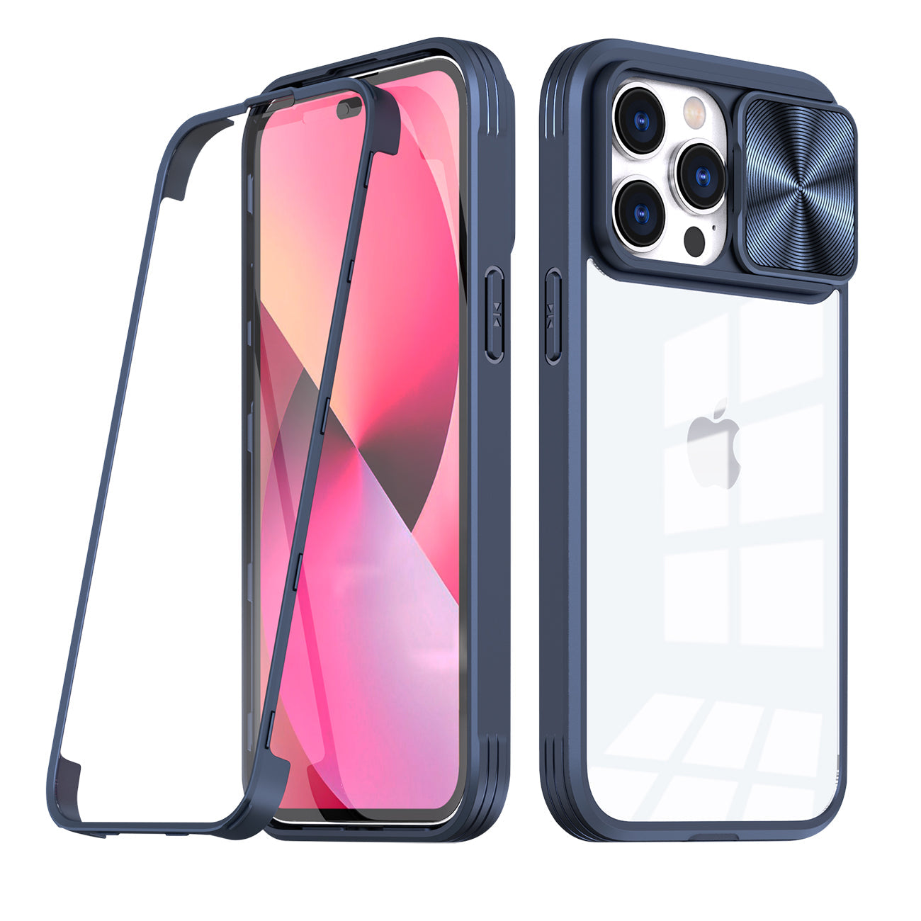 iPhone 14 Pro Compatible Full Protection With Mobile Phone Protective Film Slide Camera Lens Phone Case For iPhone 14 Pro In Navy - Ultra-Slim Protection by