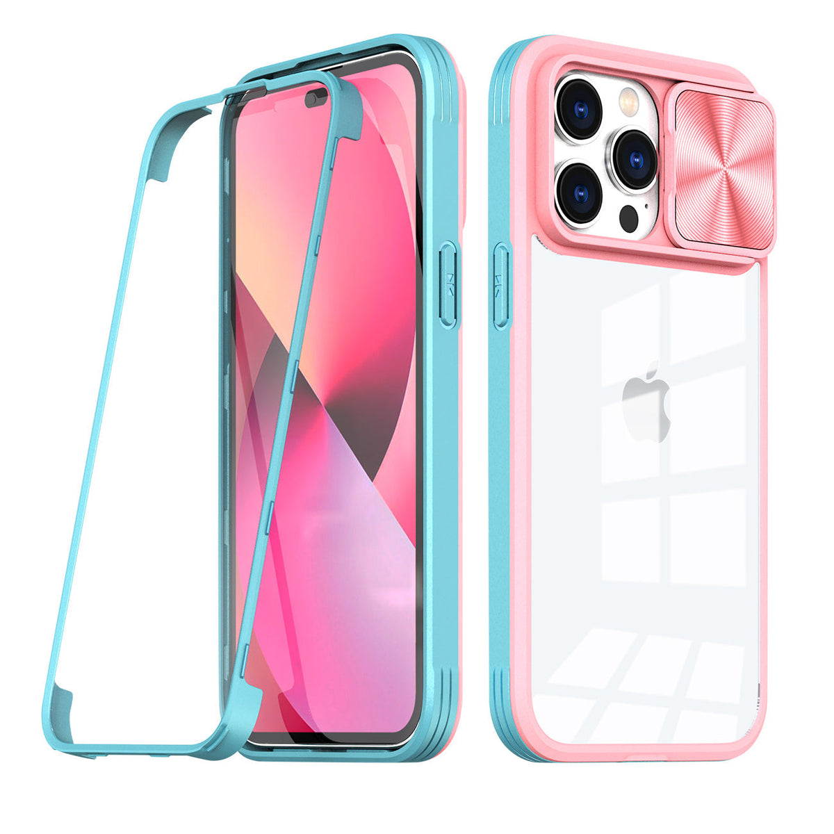 iPhone 14 Pro Compatible Full Protection With Mobile Phone Protective Film Slide Camera Lens Phone Case For iPhone 14 Pro In Pink - Premium Protection by