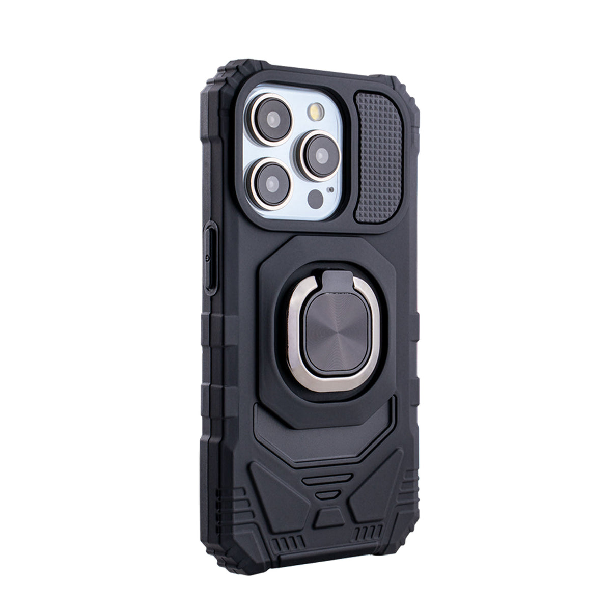 iPhone 15 Compatible Kickstand Ring Holder TPU Shockproof Case for iPhone 15 PRO in Black - Shockproof Protection by