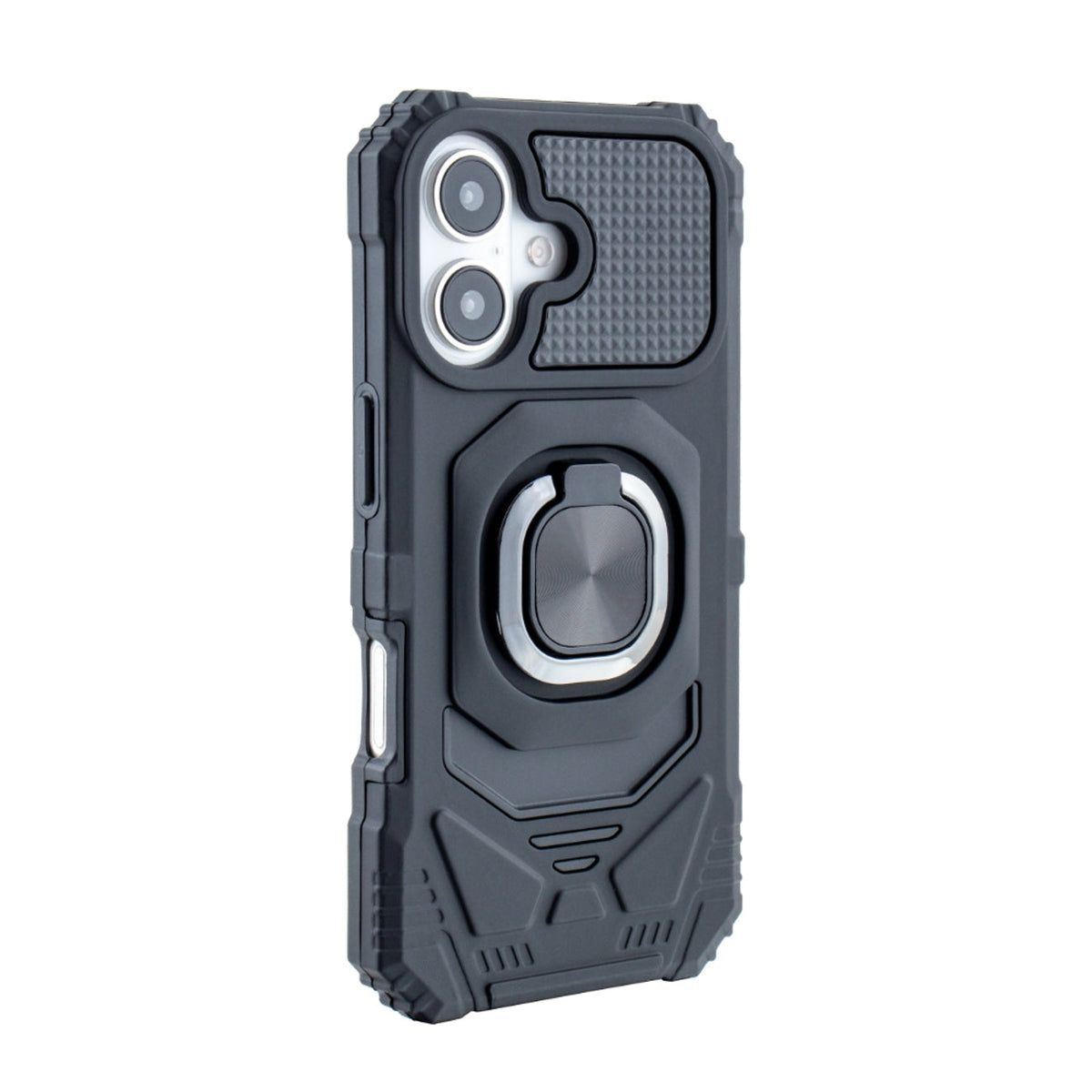 IPHONE 16 Compatible Kickstand Ring Holder TPU Shockproof Case for IPHONE 16 in Black - Premium Protection by