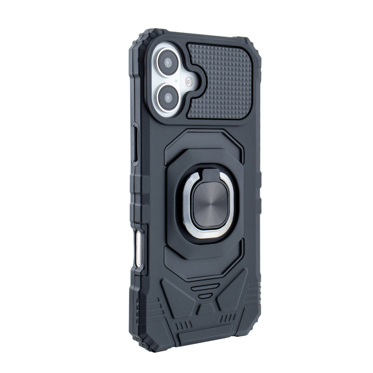 IPHONE 16 PLUS Compatible Kickstand Ring Holder TPU Shockproof Case for IPHONE 16 PLUS in Black - Shockproof Protection by