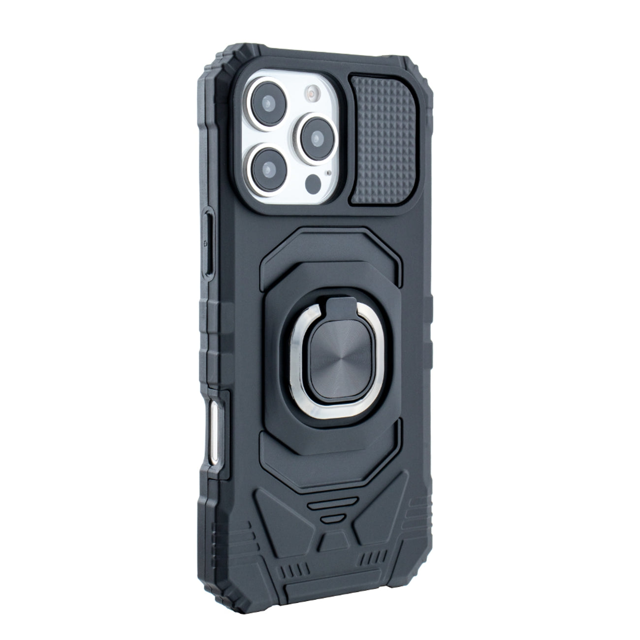 iPhone 16 Compatible Kickstand Ring Holder TPU Shockproof Case for iPhone 16 PRO MAX in Black - Heavy Duty Protection by