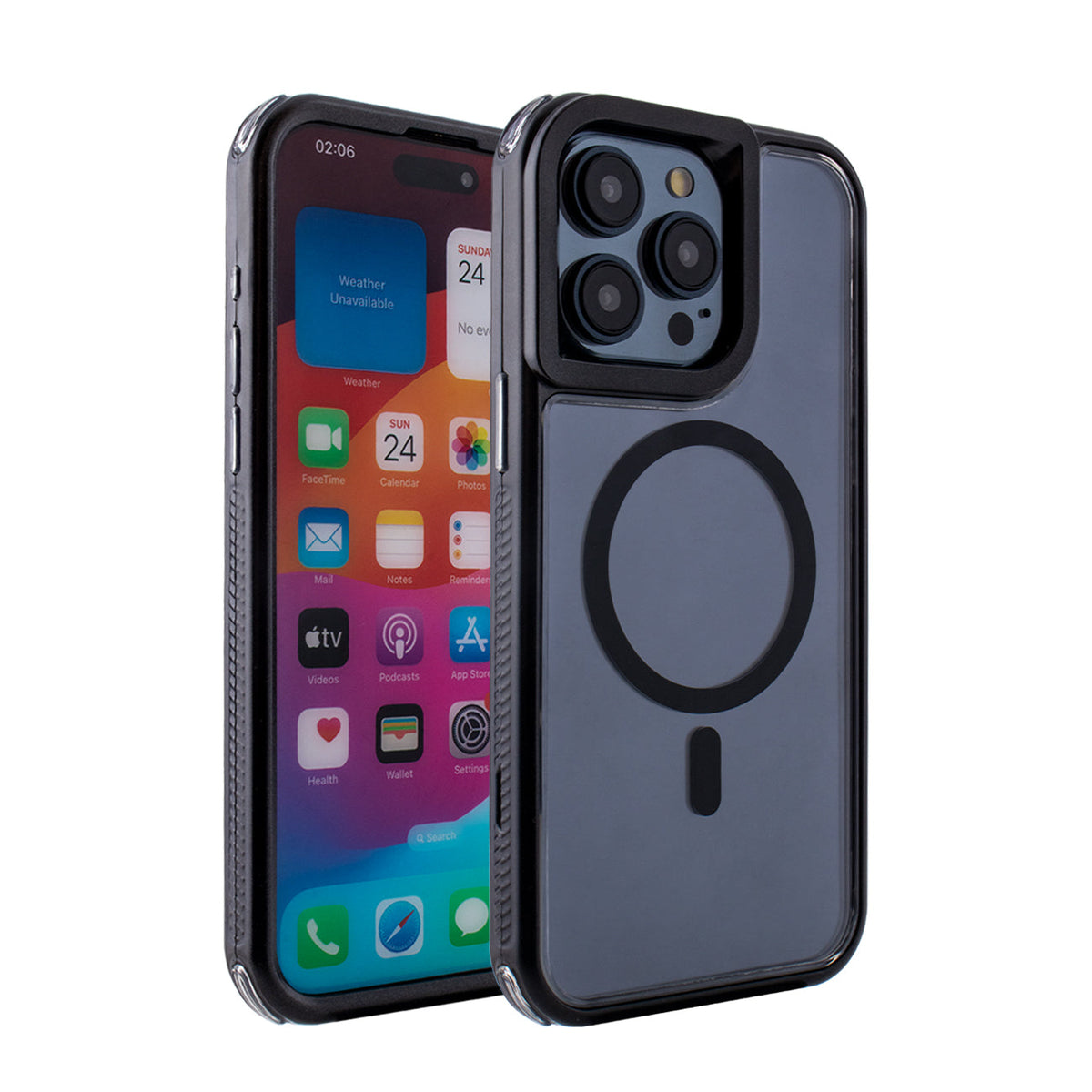 iPhone 15 Compatible Heavy Duty 3-in-1 Hybrid Shockproof Anti-Fall Protective Magnetic Case for iPhone 15 PRO MAX in Black - Crystal Clear Protection by