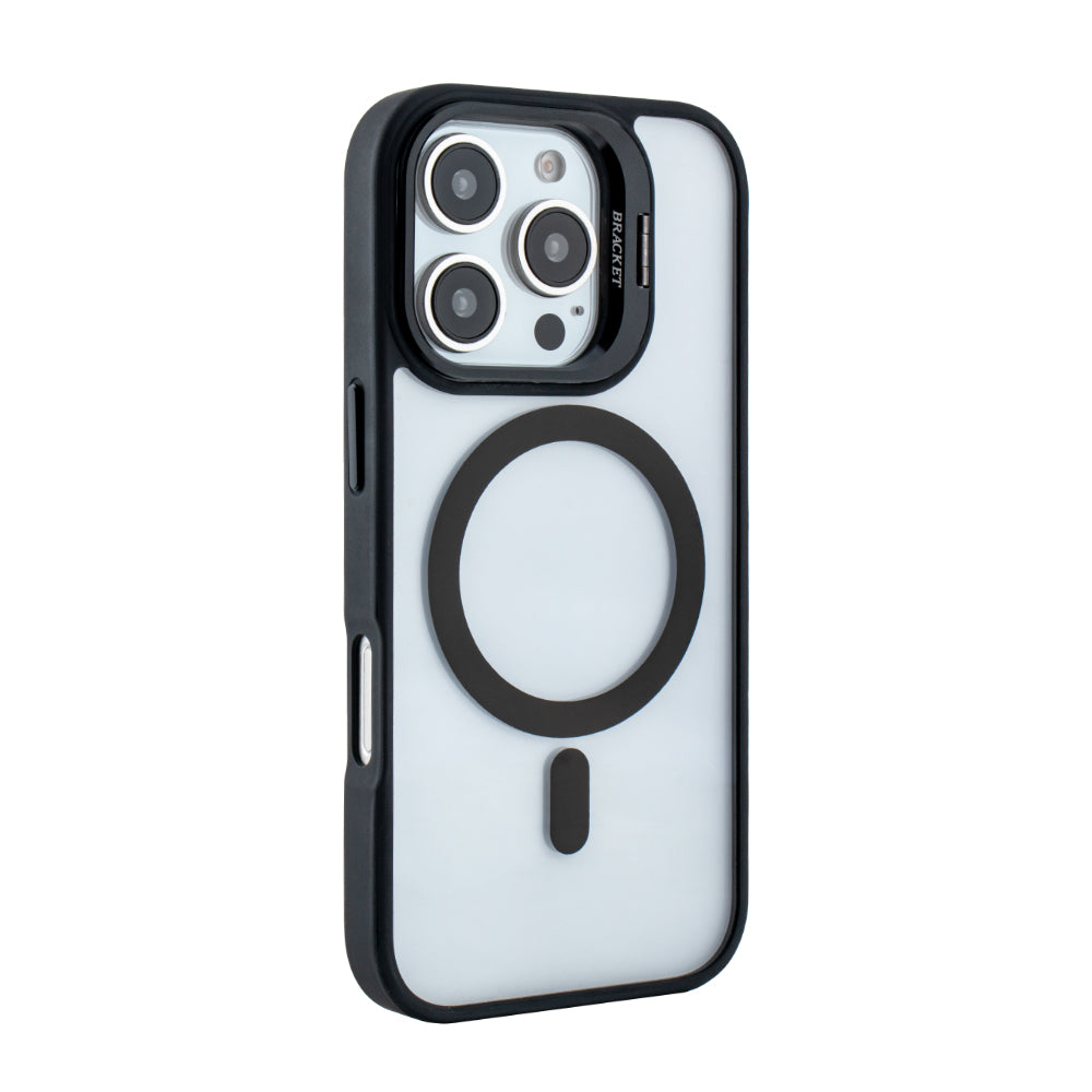 iPhone 16 Pro Compatible Magnetic Phone Case (Black) with Built-in Invisible Kickstand Compatible with iPhone 16 Pro - Shockproof Protection by