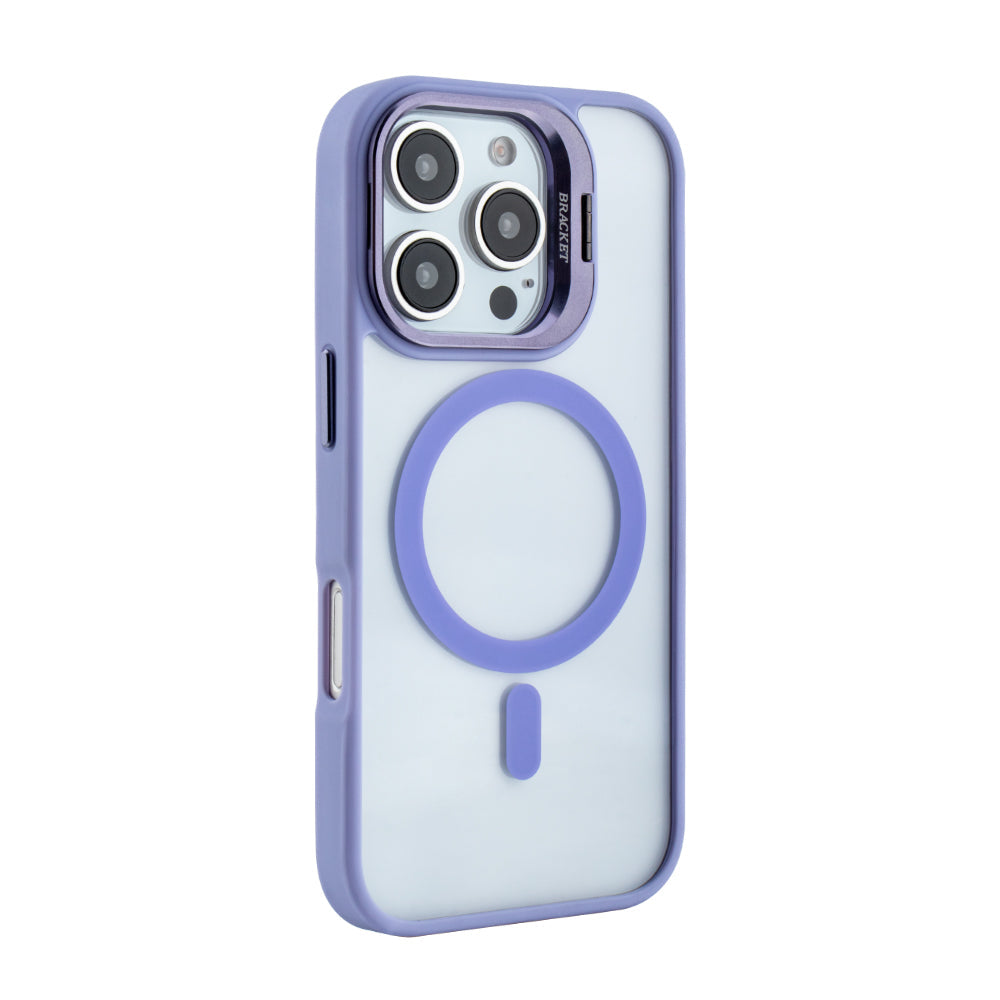 iPhone 16 Pro Compatible Magnetic Phone Case (Purple) with Built-in Invisible Kickstand Compatible with iPhone 16 Pro - Shockproof Protection by