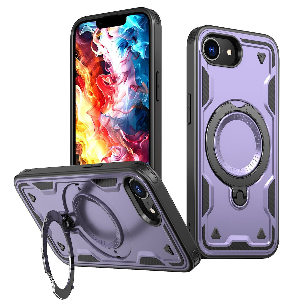iPhone 16 Compatible 360¡ã Rotating Magnetic Versatile Stand Gray Compatible with iPhone 16E - Crystal Clear Protection by