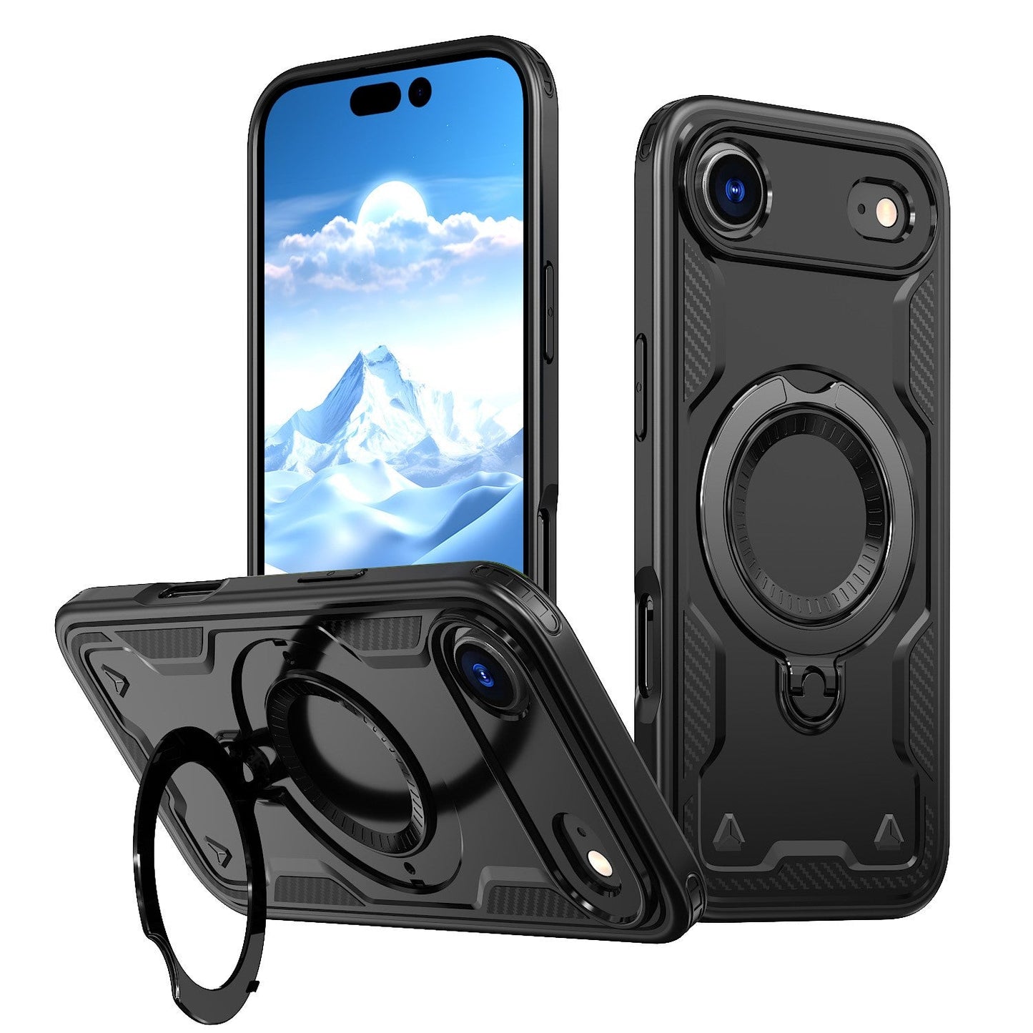 iPhone 17 Compatible 360-degree Rotating Magnetic Versatile Stand Black Compatible with iPhone 17 AIR - Crystal Clear Protection by