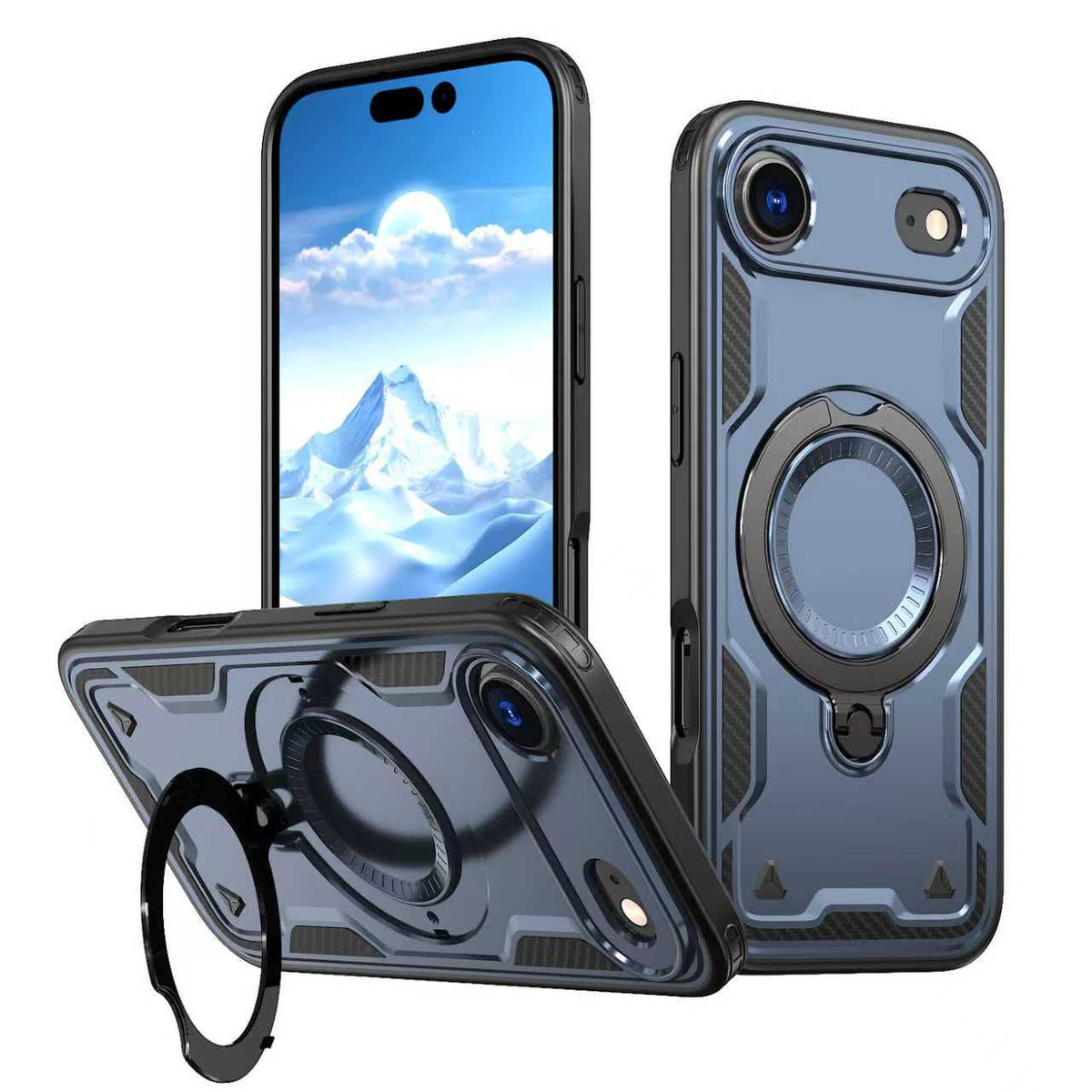 iPhone 17 Compatible 360-degree Rotating Magnetic Versatile Stand Navy Blue Compatible with iPhone 17 AIR - Shockproof Protection by
