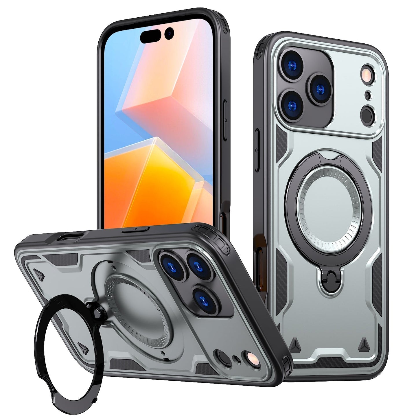 iPhone 17 PRO Compatible 360-degree Rotating Magnetic Versatile Stand Gray Compatible with iPhone 17 PRO MAX - Crystal Clear Protection by