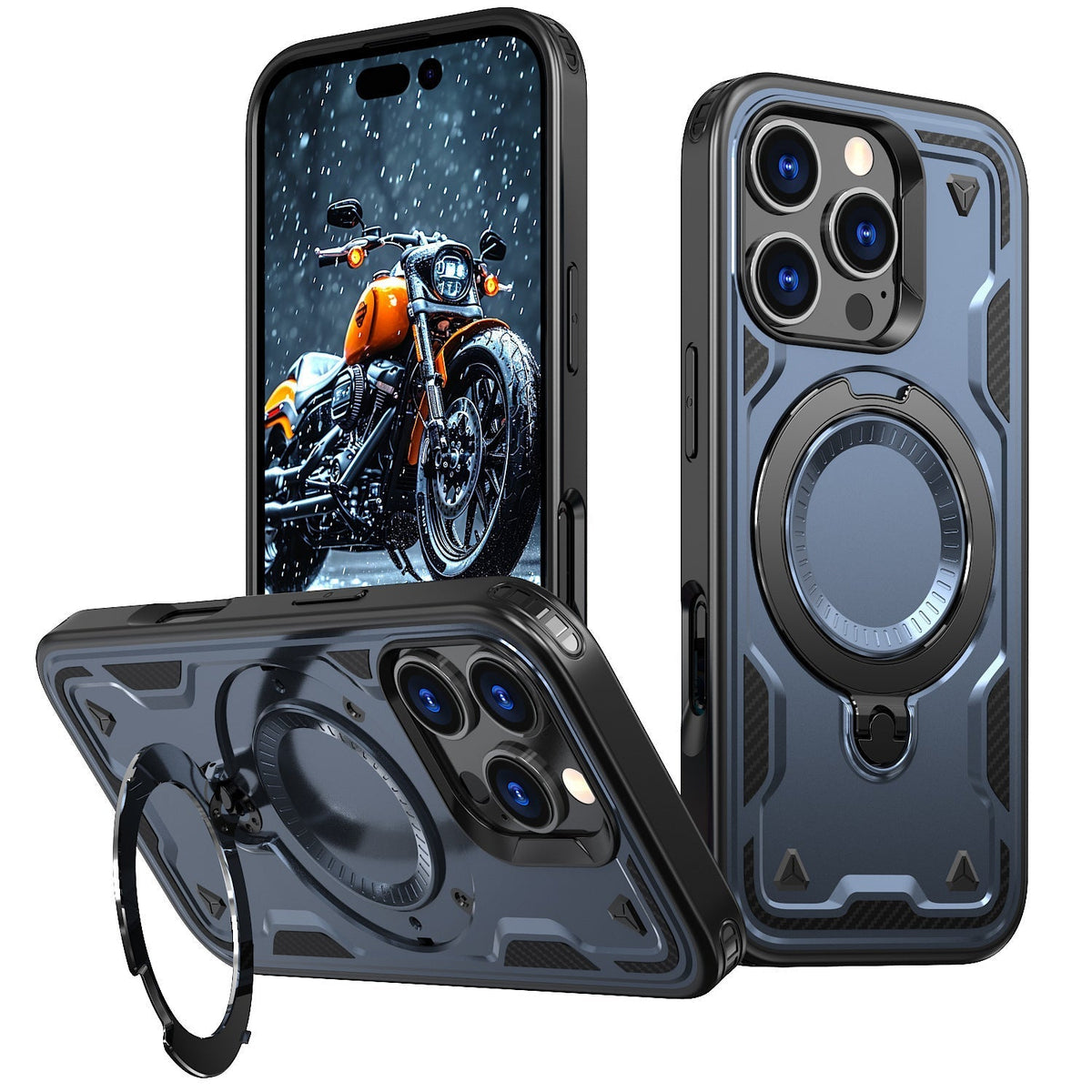 iPhone 17 Compatible 360-degree Rotating Magnetic Versatile Stand Navy Blue Compatible with iPhone 17 - Premium Protection by