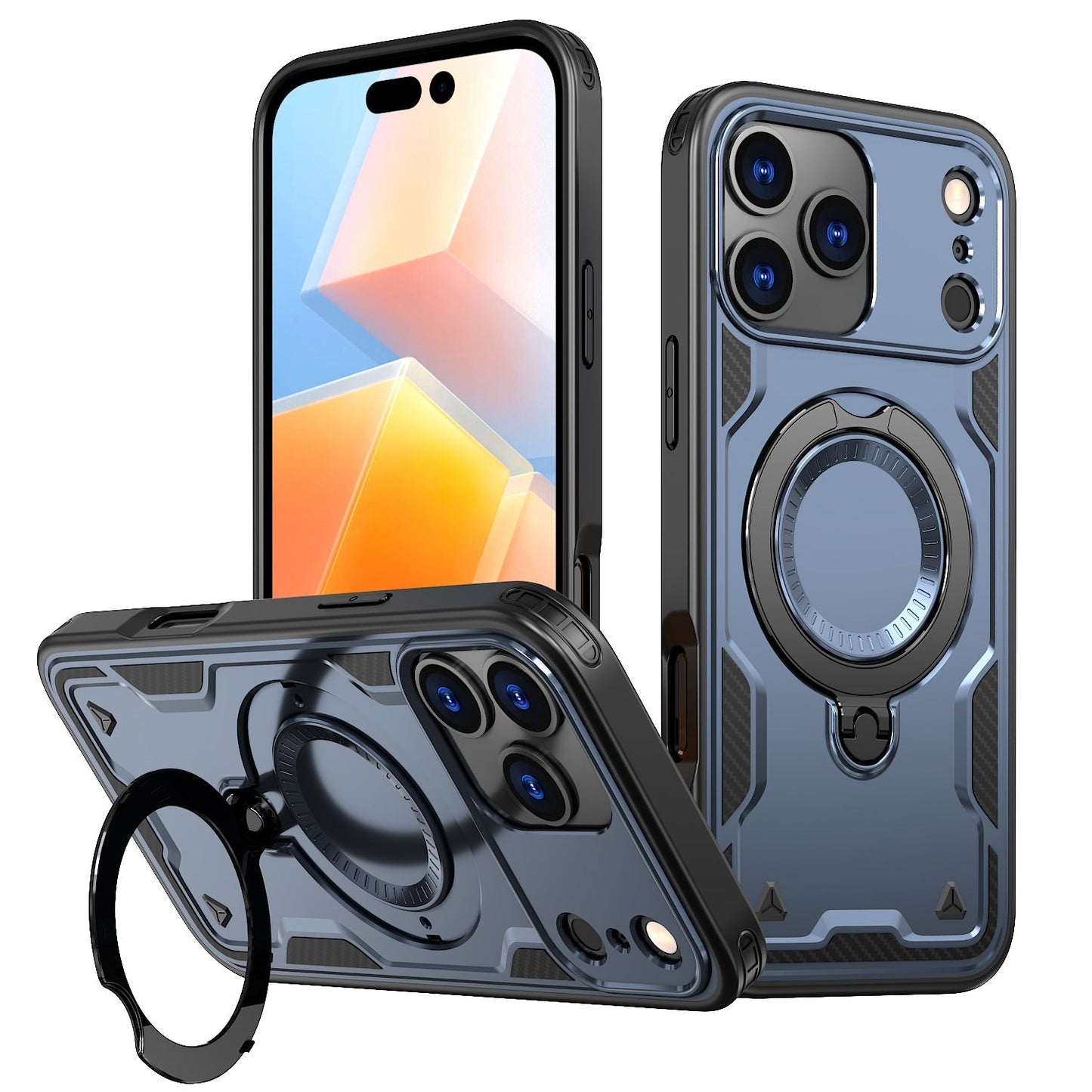 iPhone 17 PRO Compatible 360-degree Rotating Magnetic Versatile Stand Navy Blue Compatible with iPhone 17 PRO - Durable Protection by