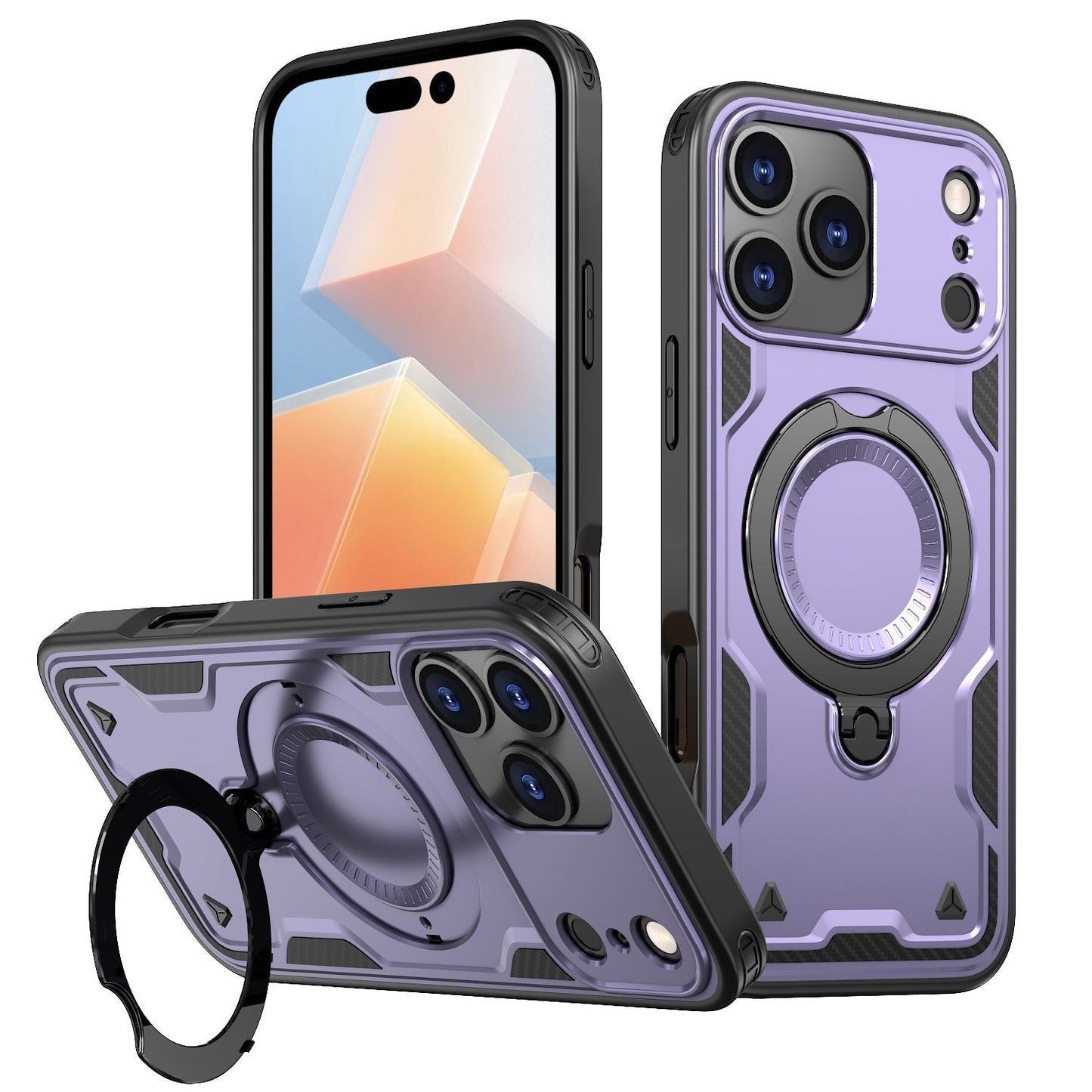iPhone 17 PRO Compatible 360-degree Rotating Magnetic Versatile Stand Purple Compatible with iPhone 17 PRO - Shockproof Protection by