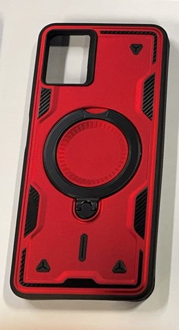 360 Degree Rotating Magnetic Versatile Stand Red Compatible with iPhone Samsung Galaxy A06 - Crystal Clear & Reliable