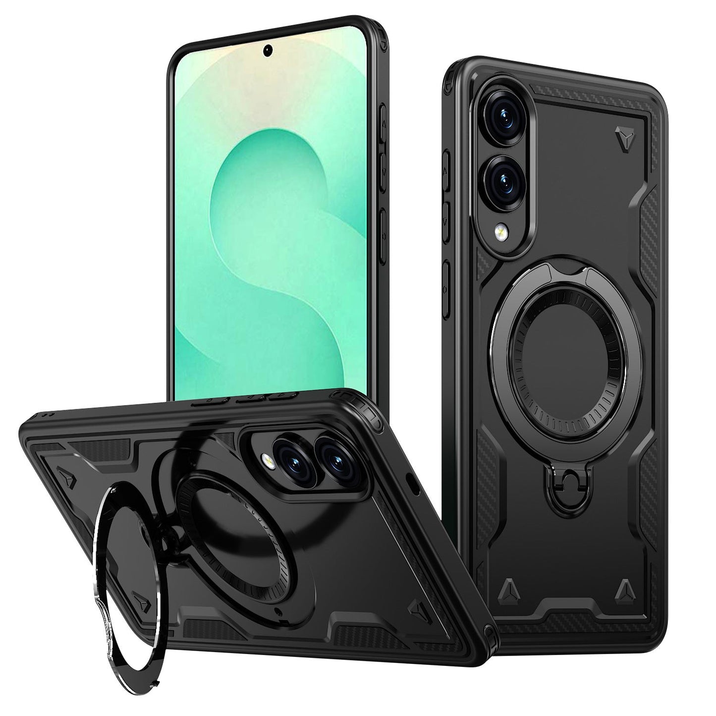 360¡ã Rotating Magnetic Versatile Stand Black Compatible with Samsung Galaxy S25 EDGE - Ultra-Slim & Reliable