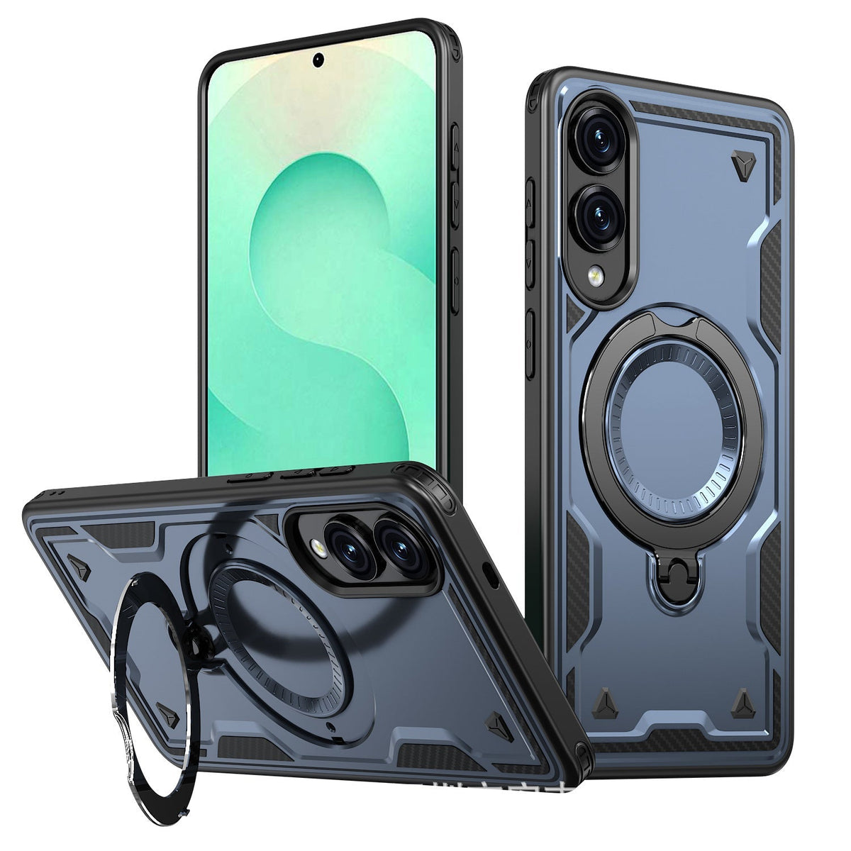360¡ã Rotating Magnetic Versatile Stand Navy Blue Compatible with Samsung Galaxy S25 EDGE - Ultra-Slim & Reliable