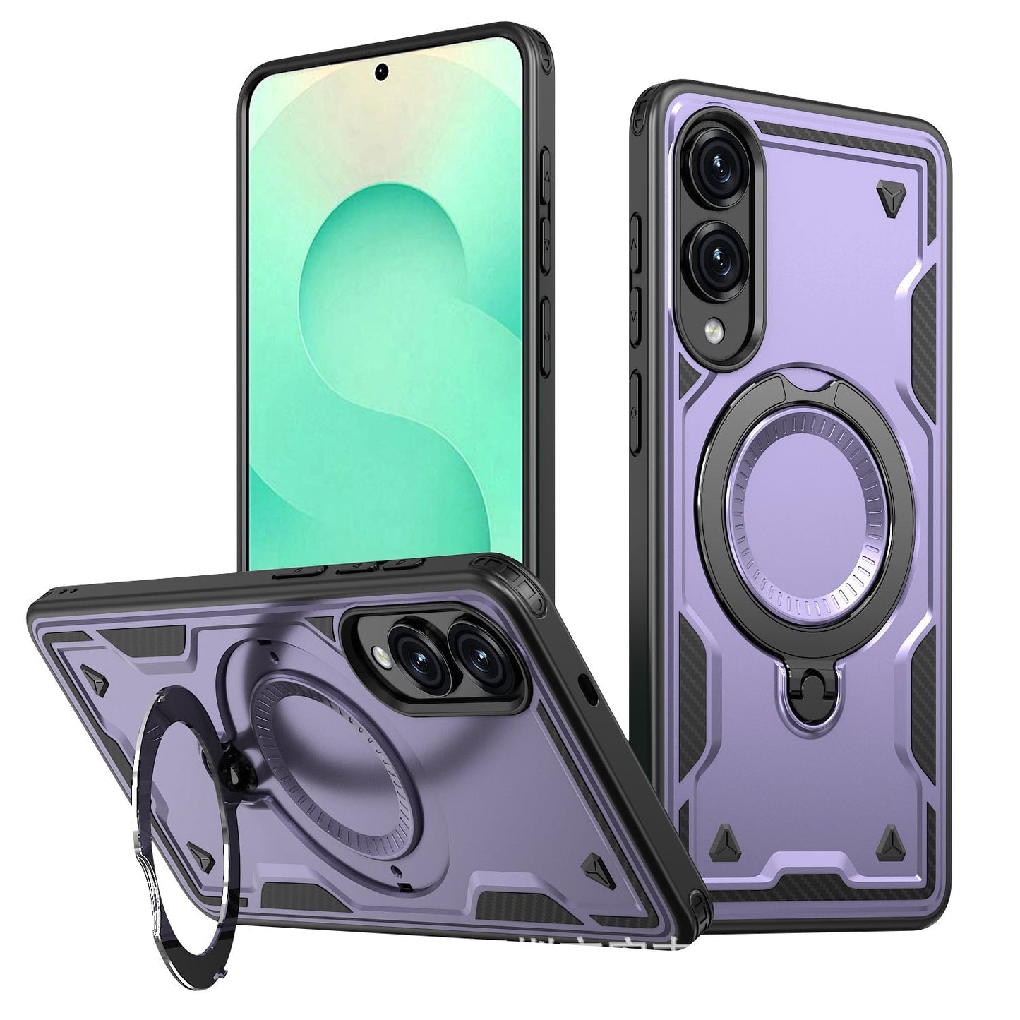 360¡ã Rotating Magnetic Versatile Stand Purple Compatible with iPhone Samsung Galaxy S25 EDGE - Shockproof & Reliable