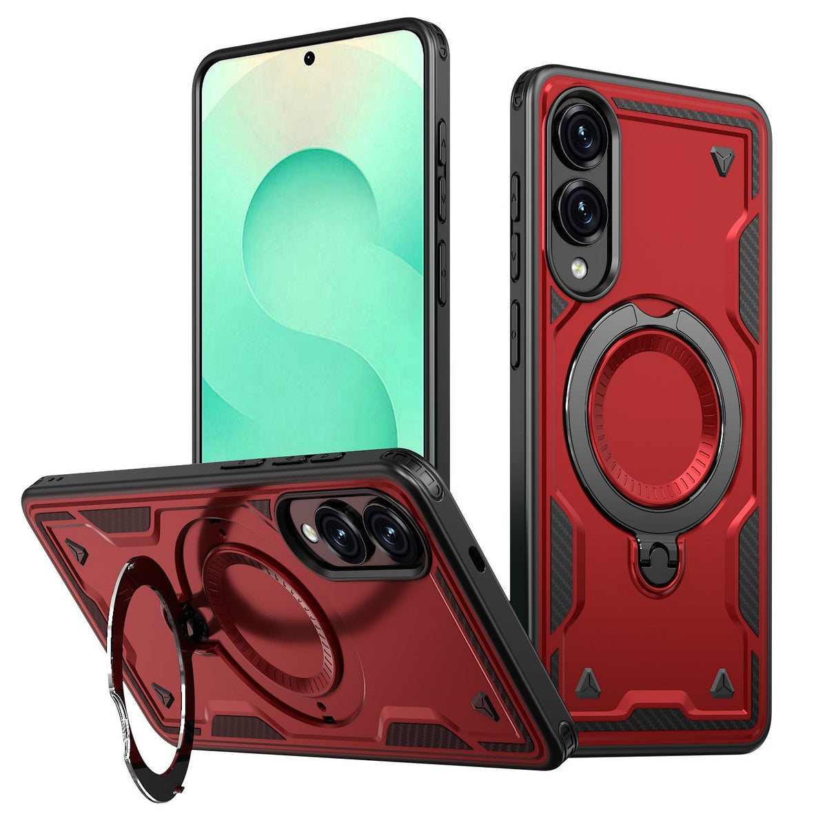 360¡ã Rotating Magnetic Versatile Stand Red Compatible with iPhone Samsung Galaxy S25 EDGE - Premium & Reliable