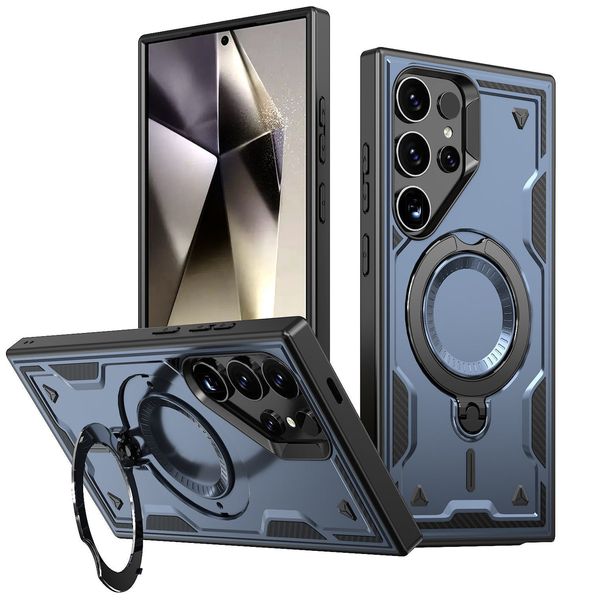360 Degree Rotating Magnetic Versatile Stand Navy Blue Compatible with Samsung Galaxy S25 Ultra - Ultra-Slim & Reliable