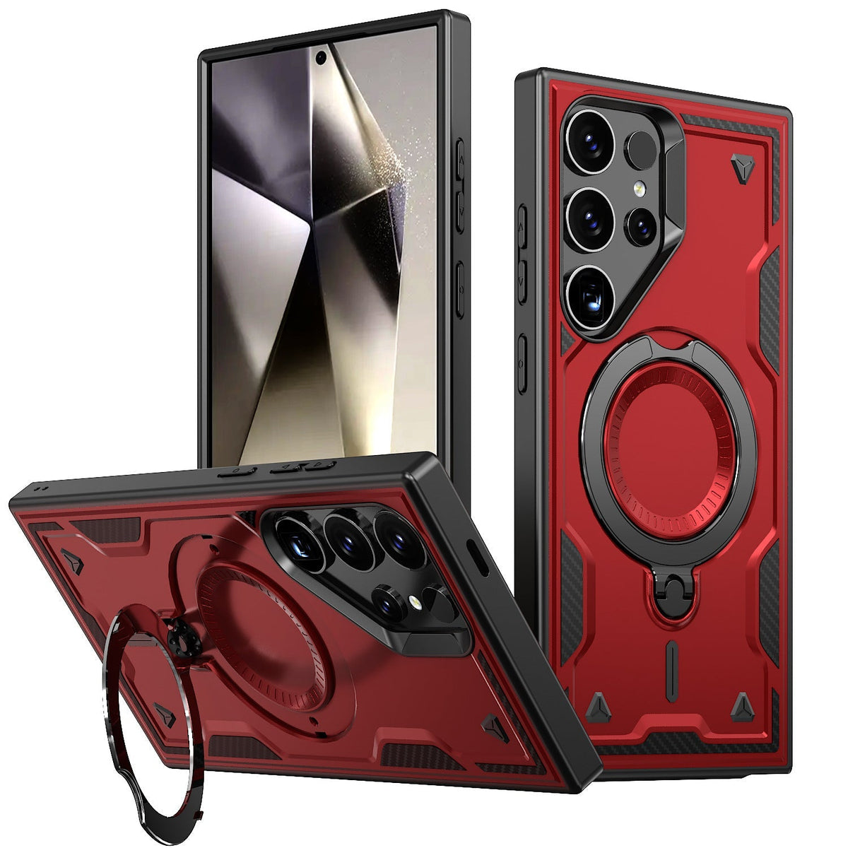 360 Degree Rotating Magnetic Versatile Stand Red Compatible with iPhone Samsung Galaxy A16 5G - Premium & Reliable