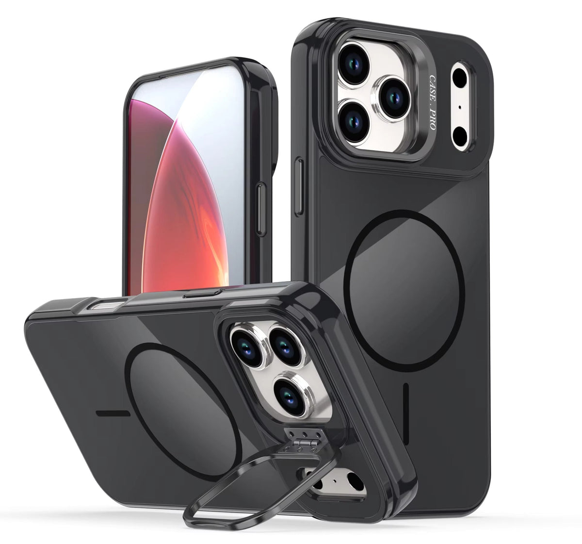 IPHONE 17 PRO Compatible Built-in Stash Stand, Shockproof, Sturdy, Compatible with MagSafe Protection Stylish Cover, Compatible with IPHONE 17 PRO, PC76-IPH17PROBK - Shockproof Protection by