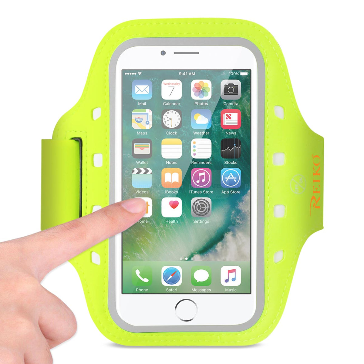 RUNNING SPORTS ARMBAND FOR 5 INCHES DEVICE WITH LED IN GREEN (5x5 INCHES)SAB05-UNI50GR - Shockproof & Reliable