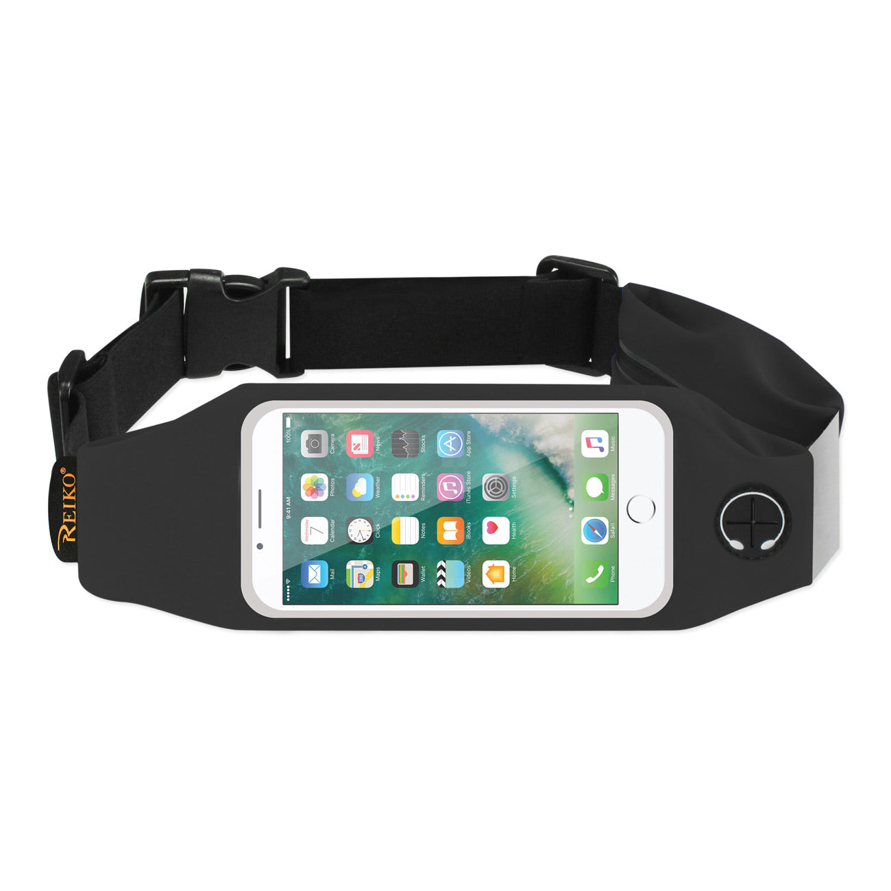 RUNNING SPORT BELT FOR 5 INCHES DEVICE WITH TWO POCKETS IN BLACK (5x5 INCHES)(SWB03-UNI50BK) - Premium & Reliable