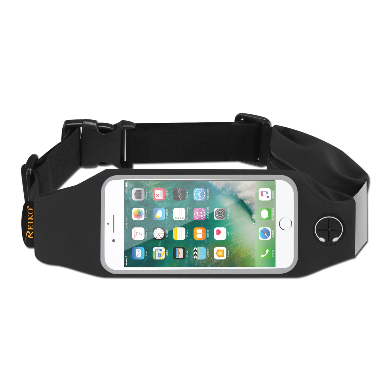 RUNNING SPORT BELT FOR 5.5 INCHES DEVICE WITH TWO POCKETS IN BLACK (5.5x5.5 INCHES)(SWB03-UNI55BK) - Premium & Reliable