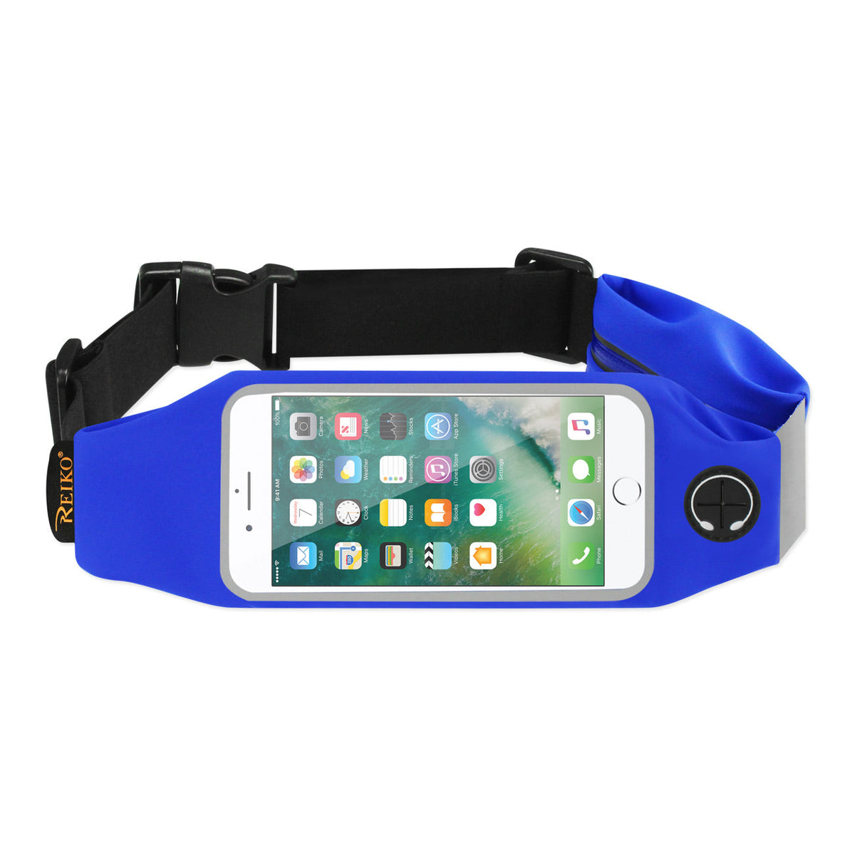 RUNNING SPORT BELT FOR 5.5 INCHES DEVICE WITH TWO POCKETS IN BLUE (5.5x5.5 INCHES)(SWB03-UNI55BL) - Durable & Reliable