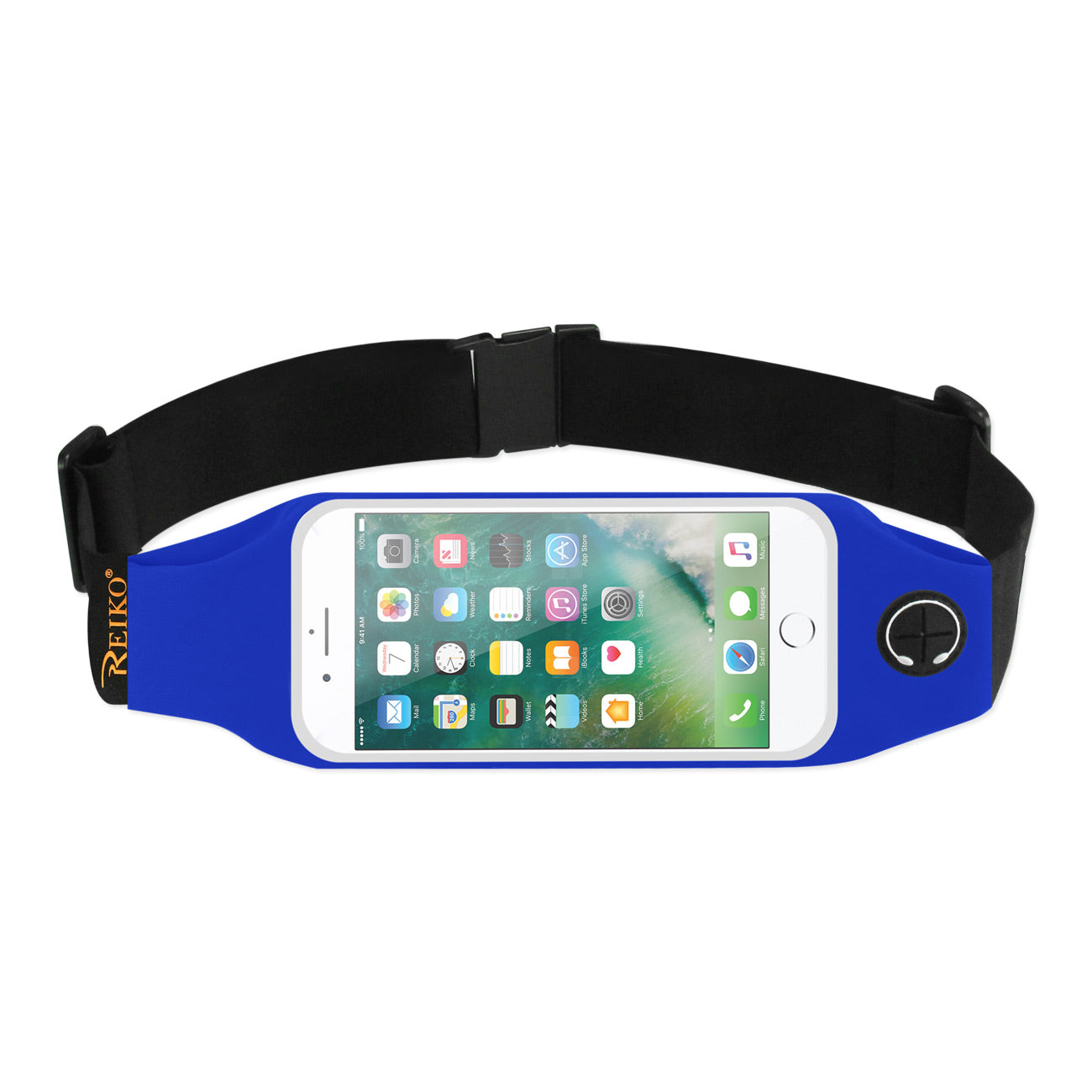 RUNNING SPORT BELT FOR 5.5 INCHES DEVICE WITH TWO POCKETS AND LED IN BLUE (5.5x5.5 INCHES)(SWB05-UNI55BL) - Crystal Clear & Reliable