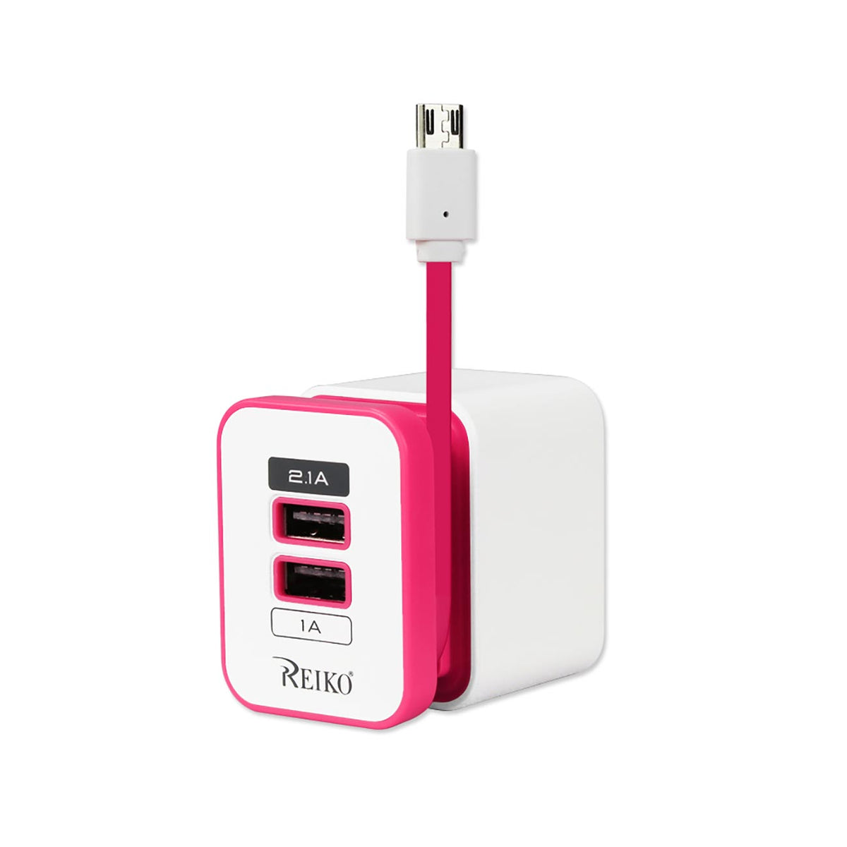 2 AMP DUAL PORT PORTABLE TRAVEL ADAPTER CHARGER IN HOT PINK TC210-2A5VHPK - Ultra-Slim & Reliable