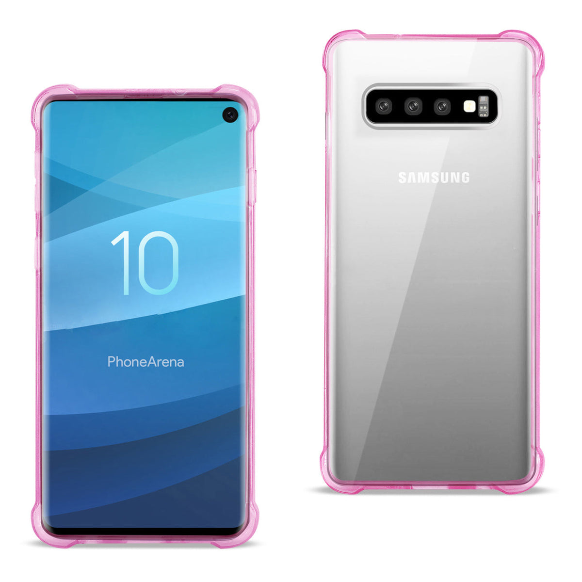 SAMSUNG GALAXY S10 Clear Bumper Case With Air Cushion Protection In Clear Hot Pink - Premium & Reliable