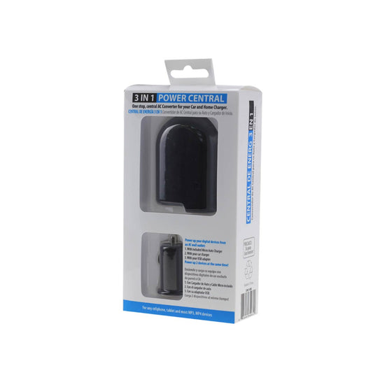 1 AMP 3-IN-1 AC TO DC WALL ADAPTER TO CAR CHARGER IN BLACK - Durable & Reliable