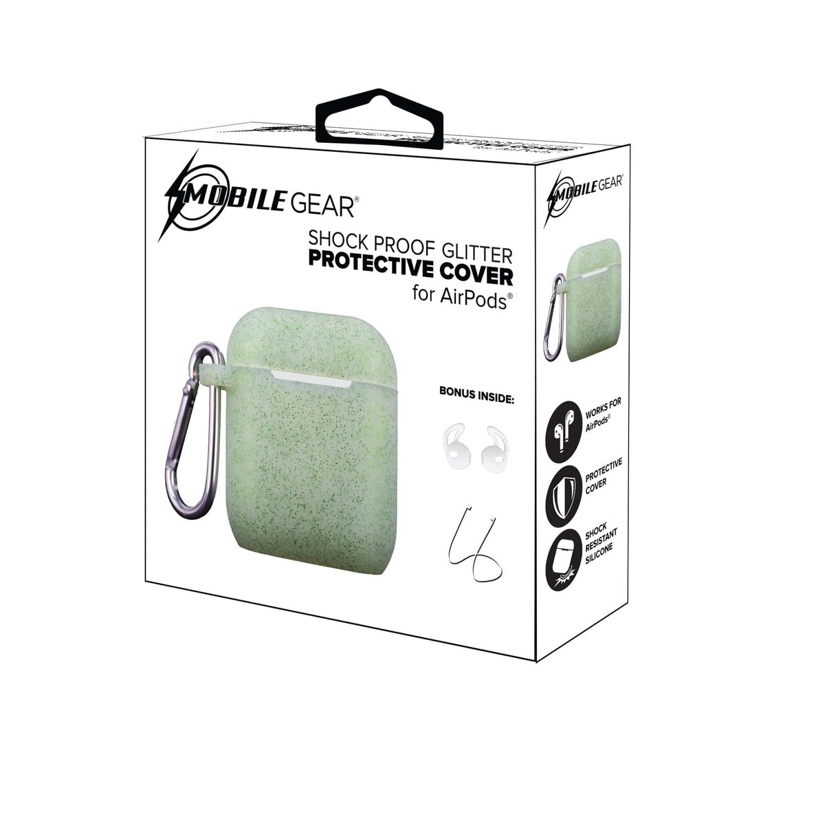 Mobile Gear Sparkling Silicone Airpods Cover Case Mint Green - Shockproof & Reliable