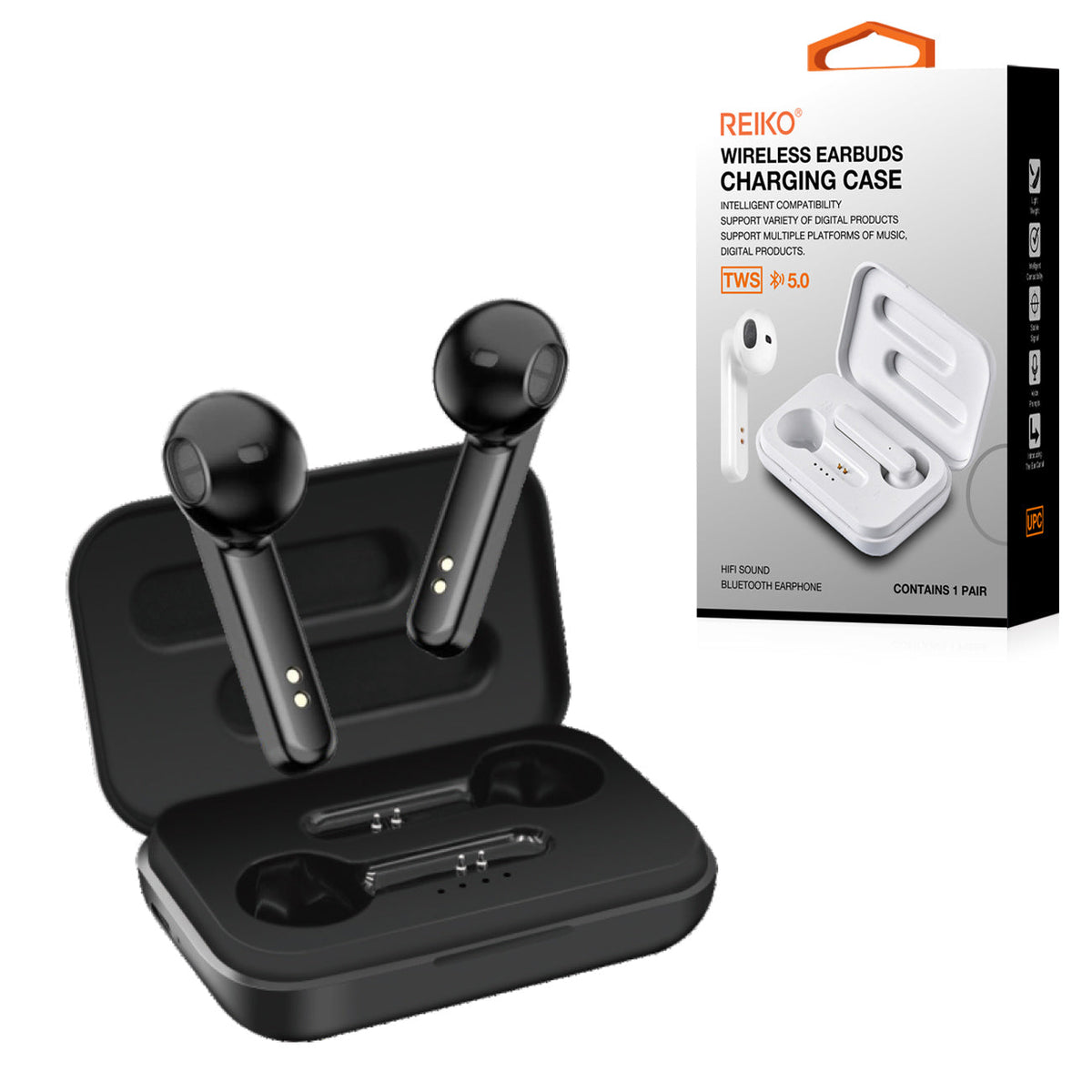 TWS Wireless Earbuds with Charging Case Macaron Finishing In Black (BT-A57BK) - Heavy Duty & Reliable