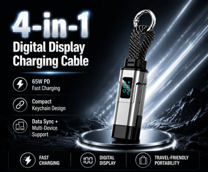 4-in-1 Digital Display Keychain Charging Cable