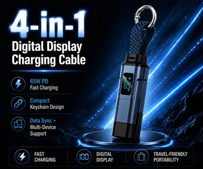 4-in-1 Digital Display Keychain Charging Cable
