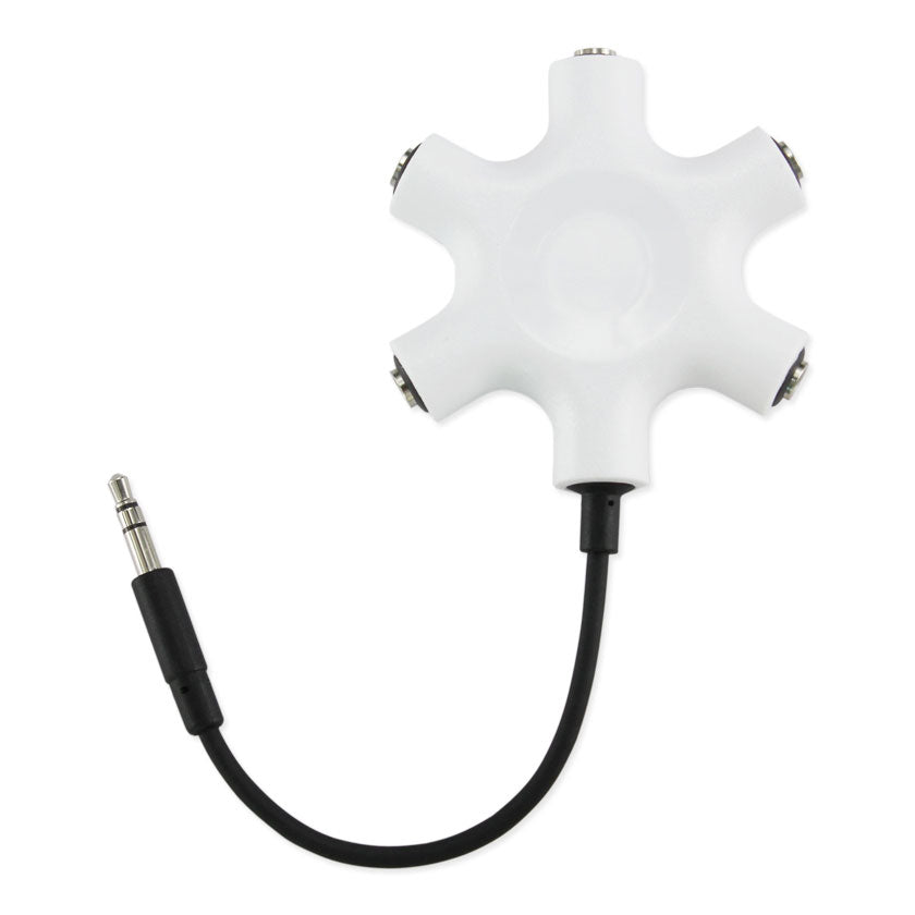 6-PORT MULTI headphones SPLITTER WITH 5 INCHES STEREO JECK ADAPTER IN WHITE - Premium & Reliable