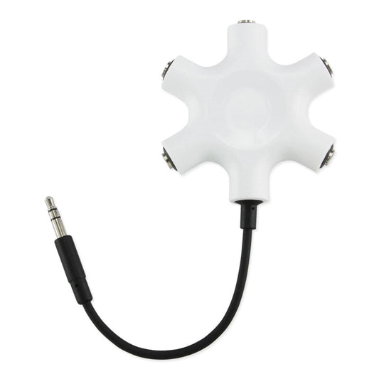 6-PORT MULTI headphones SPLITTER WITH 5 INCHES STEREO JECK ADAPTER IN WHITE - Premium & Reliable