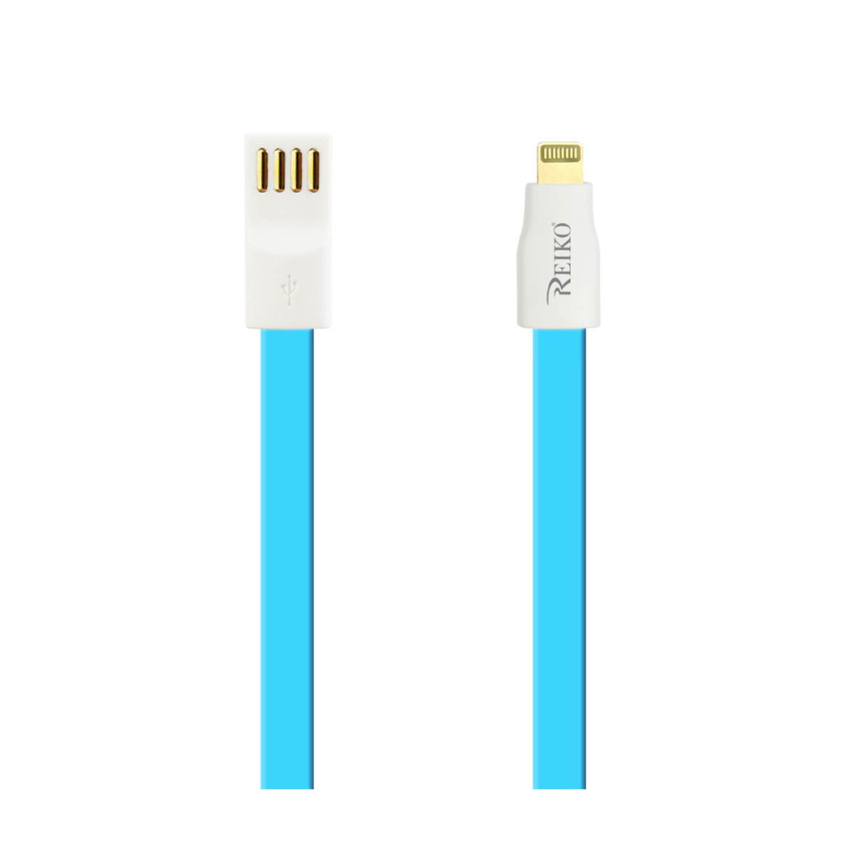 8 PIN FLAT MAGNETIC GOLD PLATED USB DATA CABLE 0.7 FOOT IN BLUE - Heavy Duty & Reliable