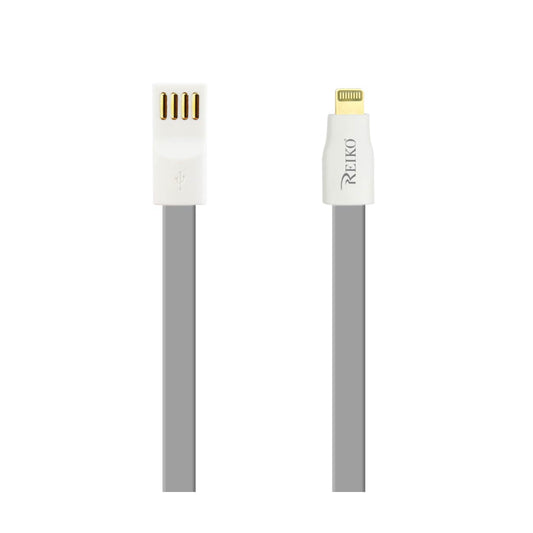 8 PIN FLAT MAGNETIC GOLD PLATED USB DATA CABLE 0.7 FOOT IN GRAY - Heavy Duty & Reliable