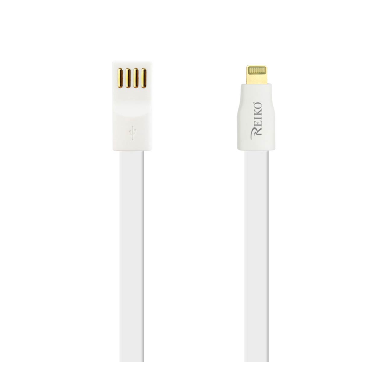 8 PIN FLAT MAGNETIC GOLD PLATED USB DATA CABLE 0.7 FOOT IN WHITE - Crystal Clear & Reliable