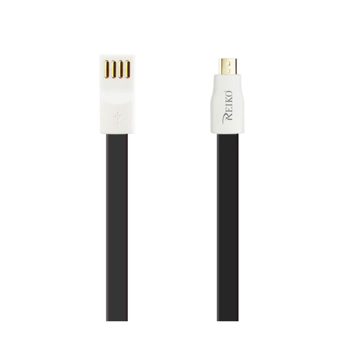 FLAT MICRO USB GOLD PLATED DATA CABLE 3.9FT WITH CABLE TIE IN BLACK - Durable & Reliable